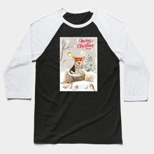 Corgi Puppy Merry Christmas Santa Dog Baseball T-Shirt